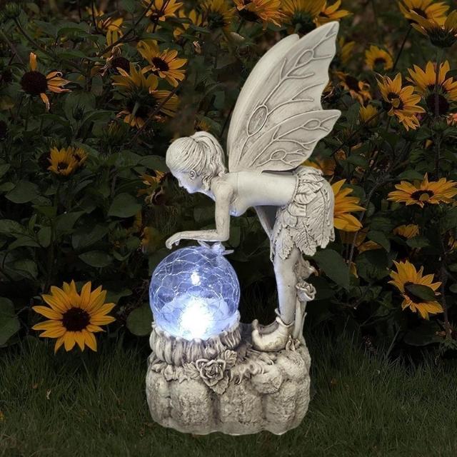 Figurine d'ange de jardin solaire de jardin féerique de décoration extérieure (ESG19996)