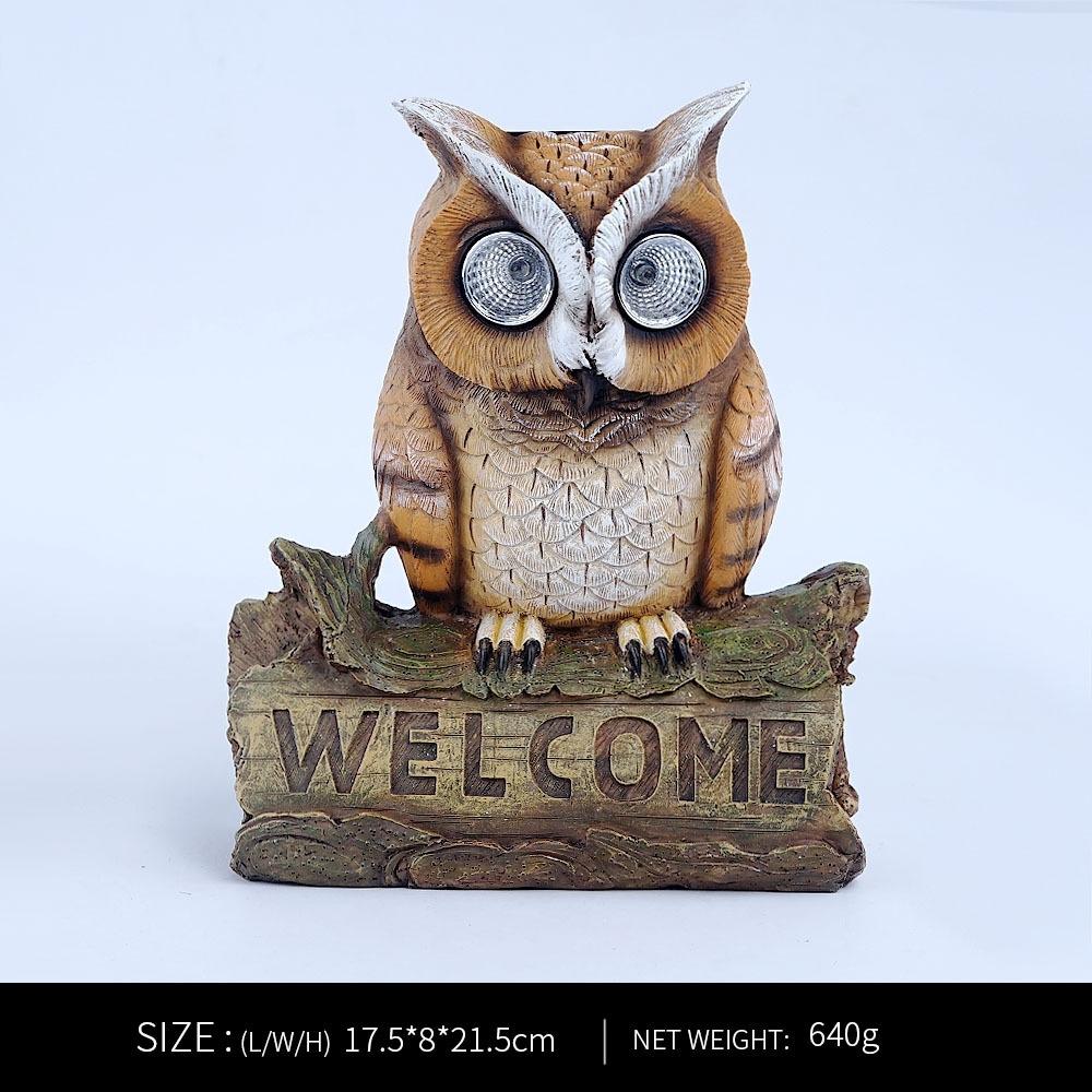 Mini Figurine Owl avec des lumières solaires Miniatures Décoration de jardin en plein air (ESG19685)