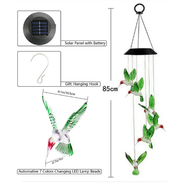Solar Hummingbird Color Changer les carillons éoliens (ESG18486)