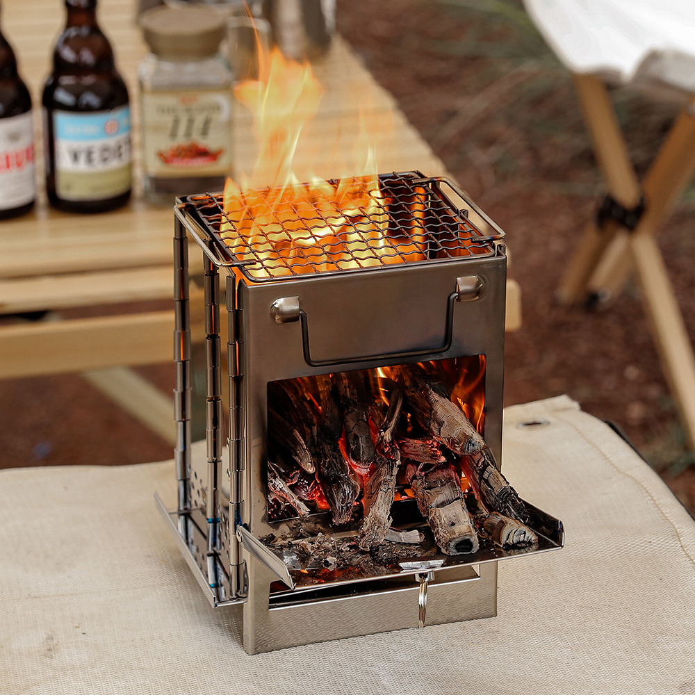 Gril à charbon portable carré de camping carré barbecue fumant (ESG15292)