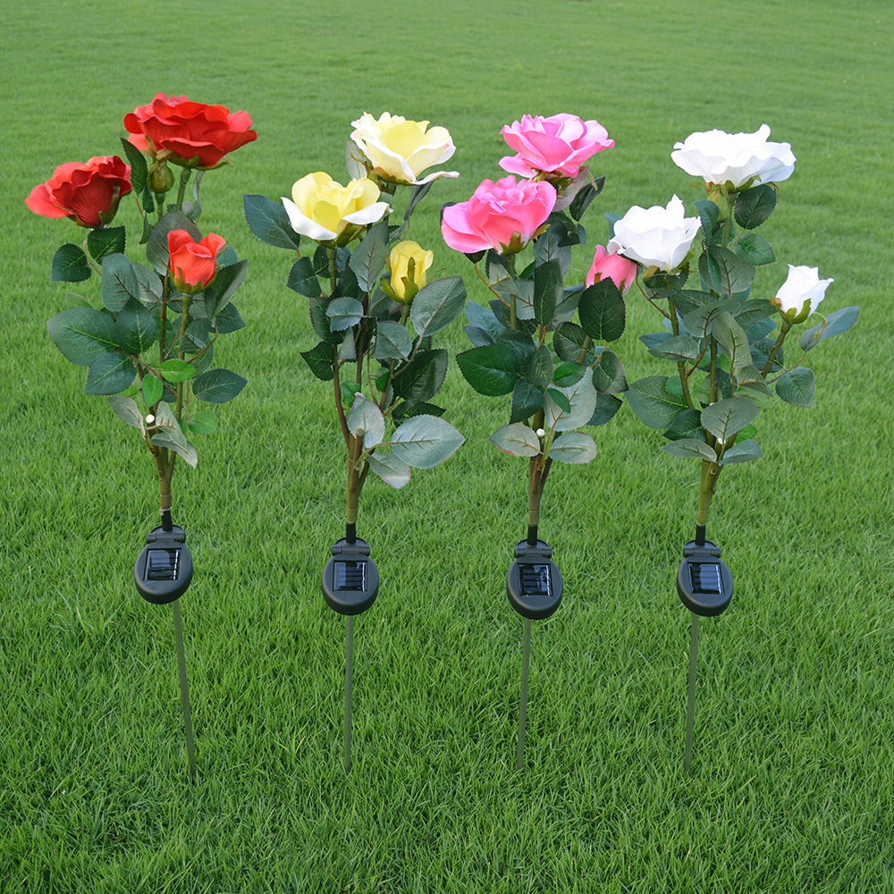 Lumières solaires du jardin de fleurs de rose, lumières roses à LED de paysage décoratif extérieur (ESG10094)